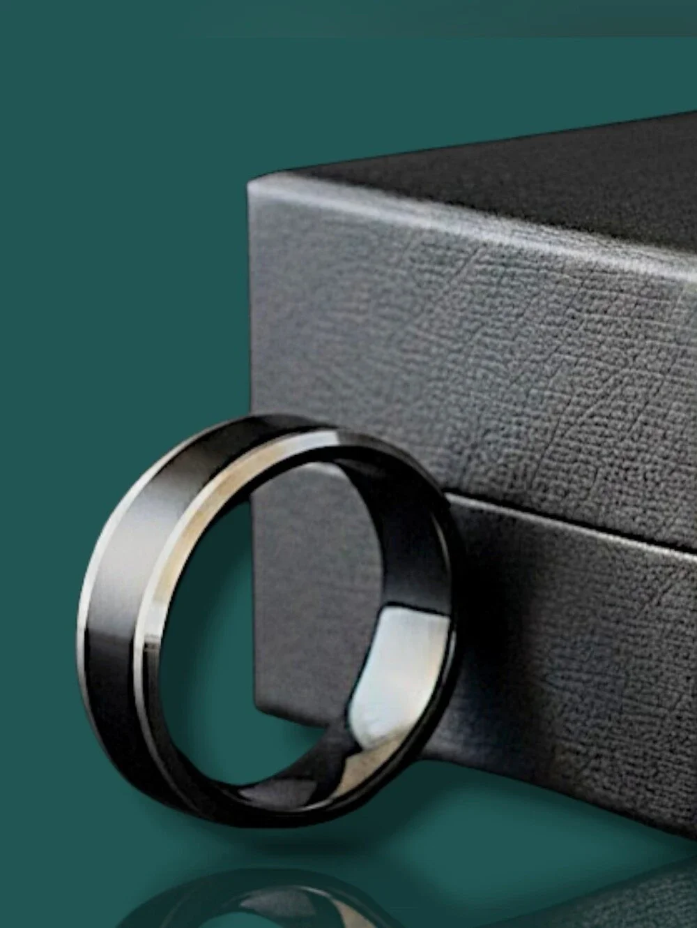 Black and Silver Titanium Steel Men's Ring Band Size 7 & 11